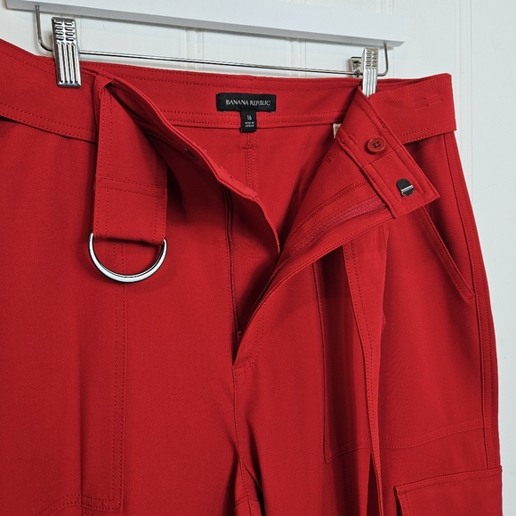 Banana Republic Cargo Pants Womens Size 16 Red High-Rise Belted - Picture 11 of 15